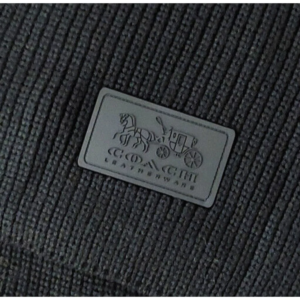 Coach Chunky Patch Long Wool Knit Scarf Black Fall Winter NWT - Picture 4 of 6